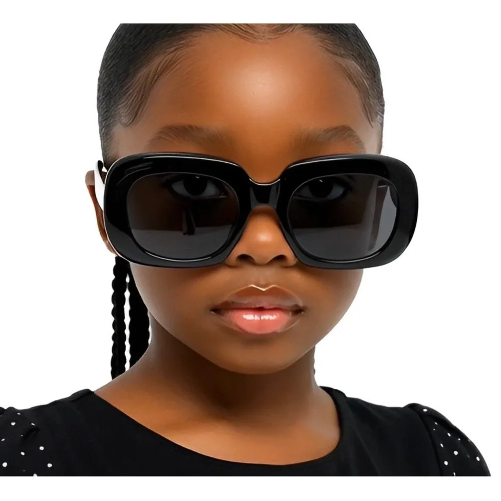 Kids Black Oversized Square Sunglasses UV Protection Fashion Eyewear Girls Gafas
